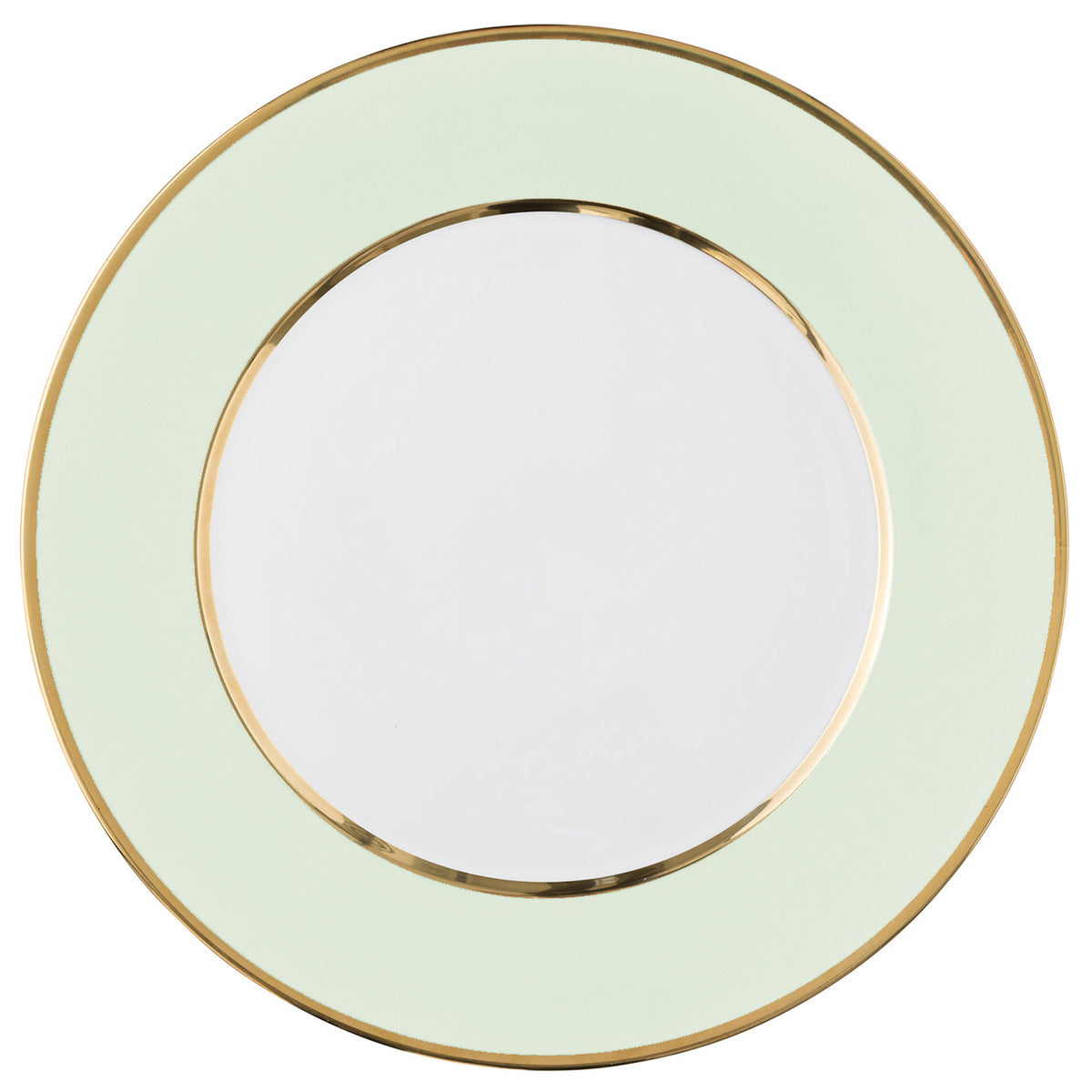 "Schubert" Charger in Forrest Green Matte & Narrow Gold Rim