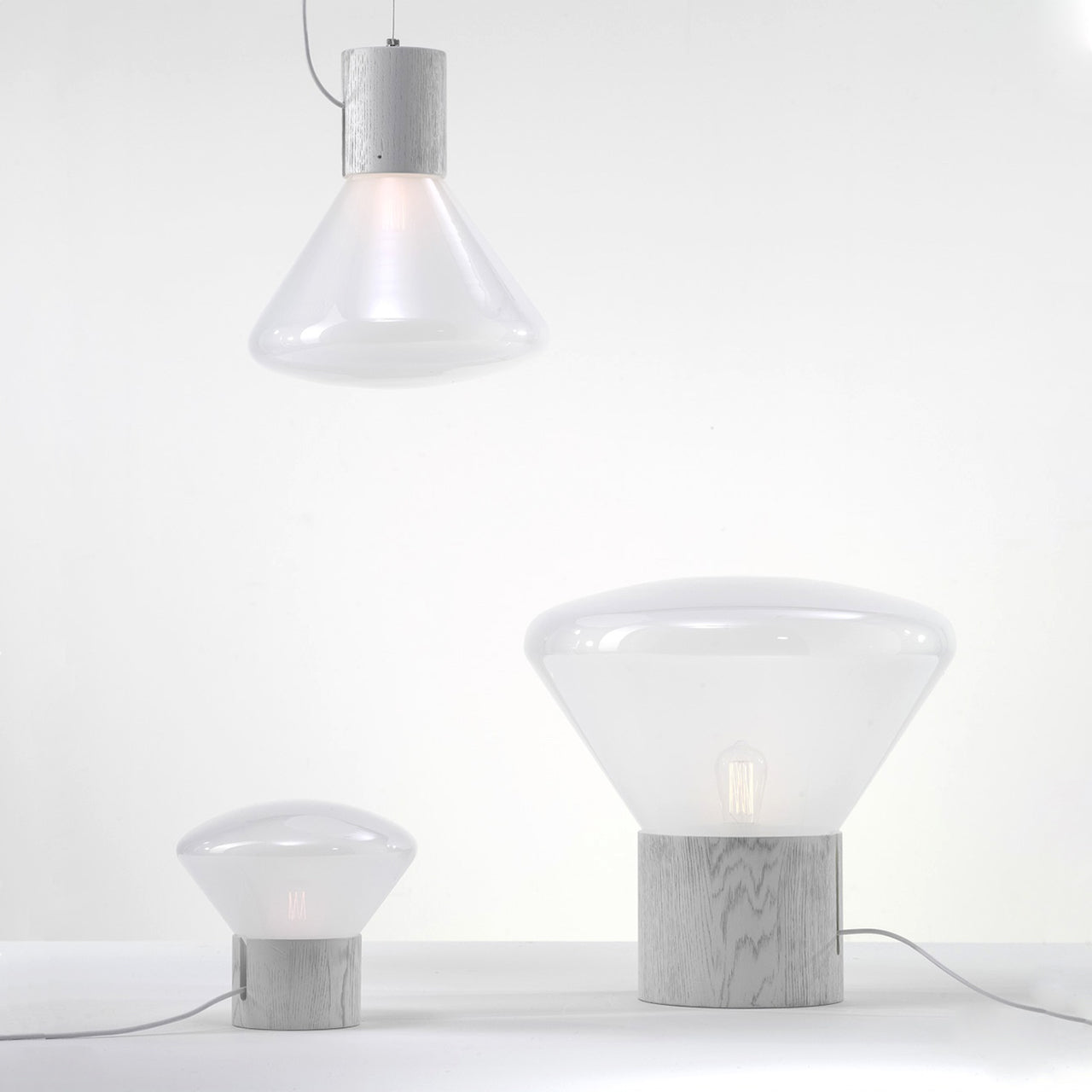 Medium "Muffins" Oak Base Table Lamp by Lucie Koldova & Dan Yeffet