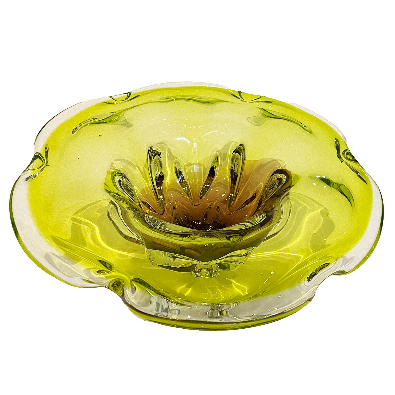 Large Round Sommerso Czech Glass Bowl