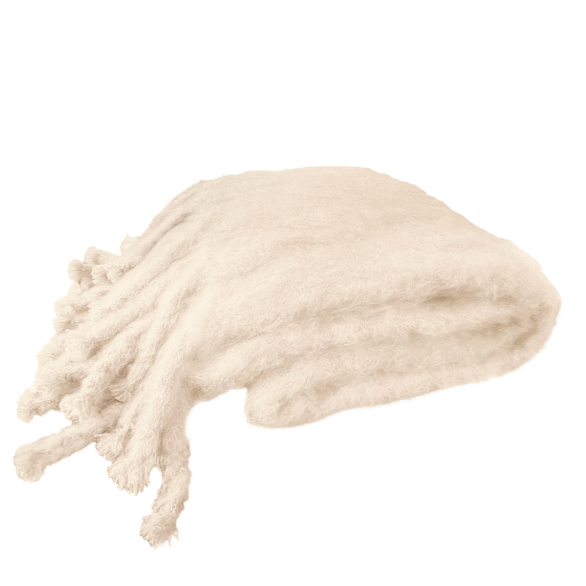 Mohair Throw with Large Tassel Fringe