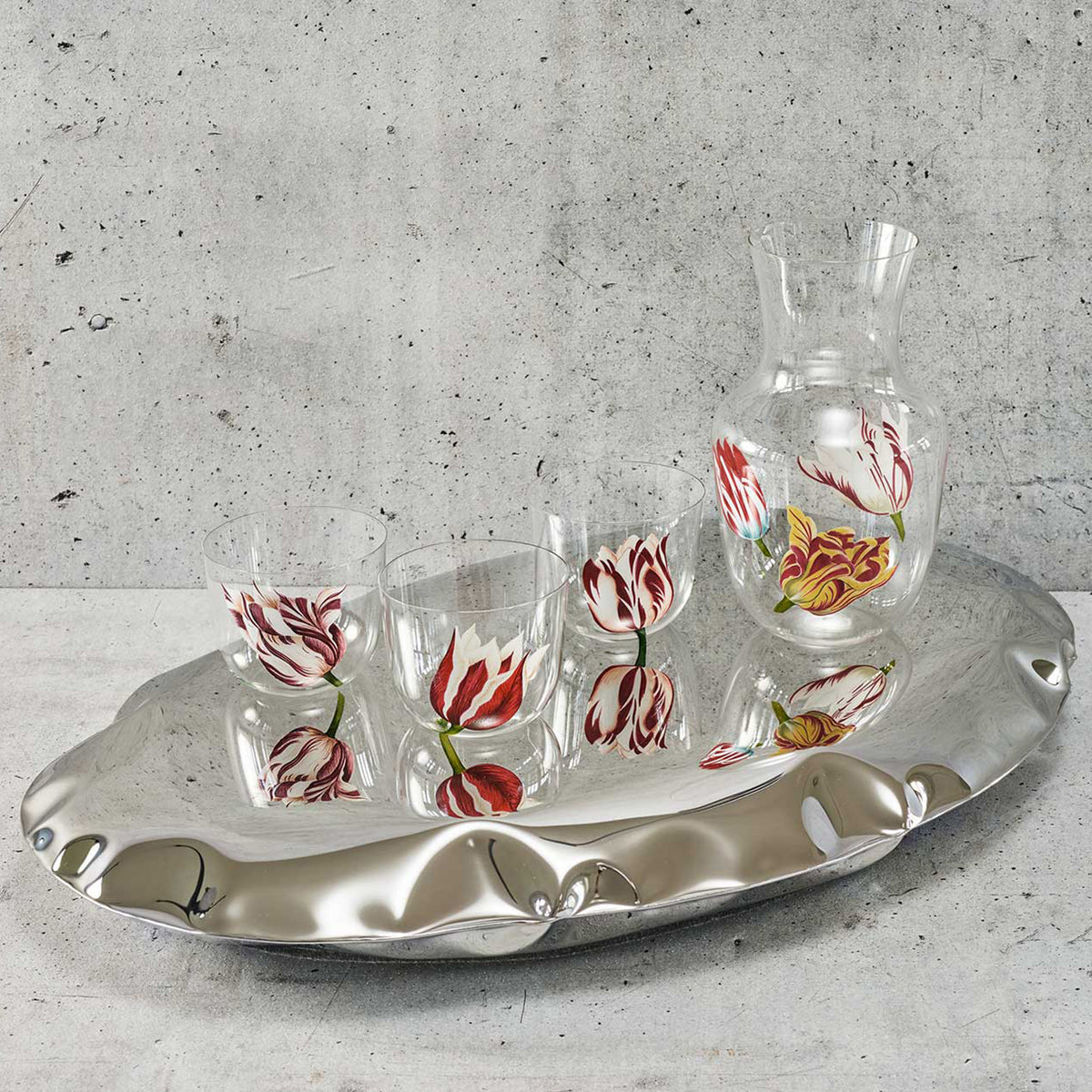 "Tulipmania" Black Water Pitcher by Leonid Rath