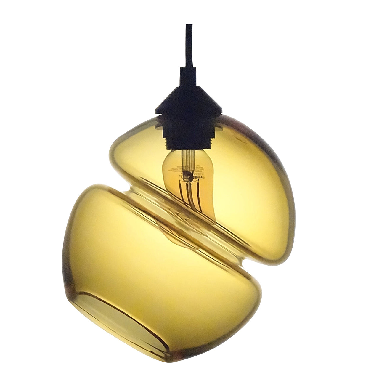 "Groove Orb Tilt" Amber Pendant Light by Furthur Design