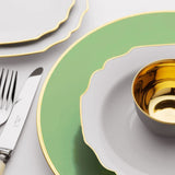 "Schubert" Charger in Light Green & Narrow Gold Rim