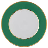 "Schubert" Charger in Forrest Green Matte & Narrow Gold Rim