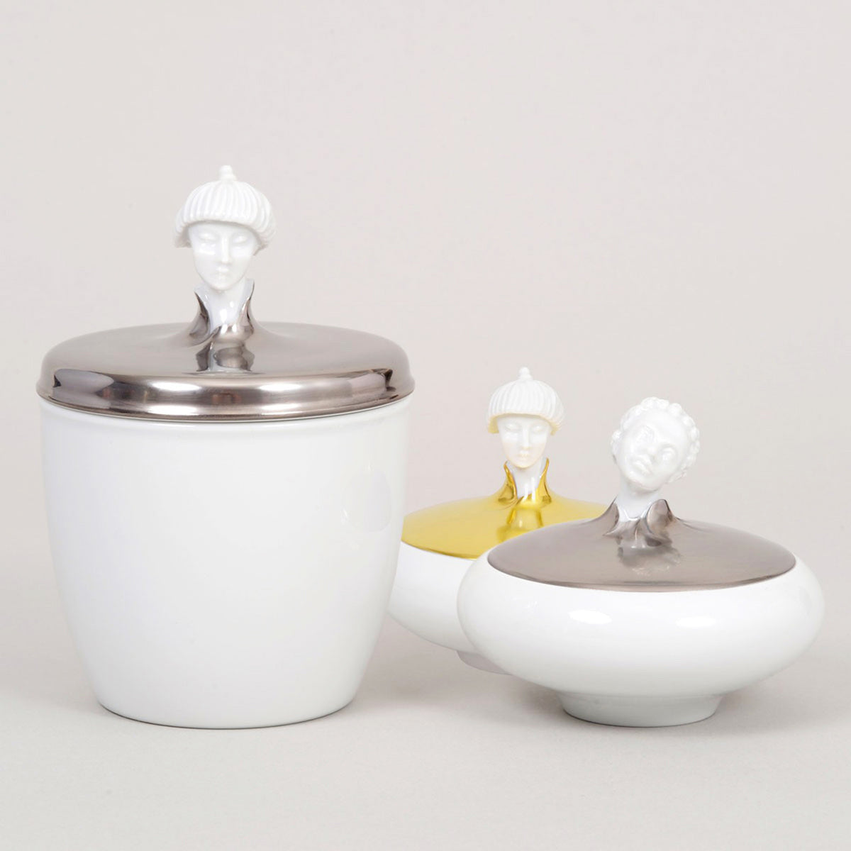 "Orient African" Sugar Bowl with 24K Gold Lid by Ena Rottenberg