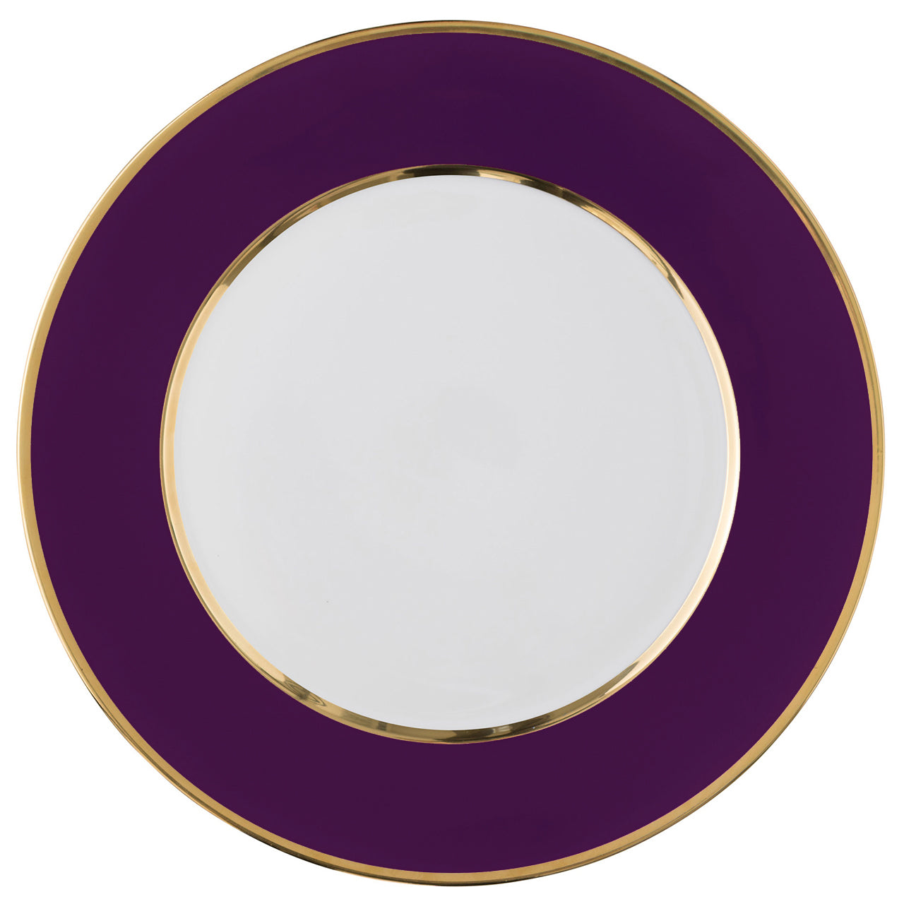 "Schubert" Charger in Slate Gray Matte & Narrow Gold Rim