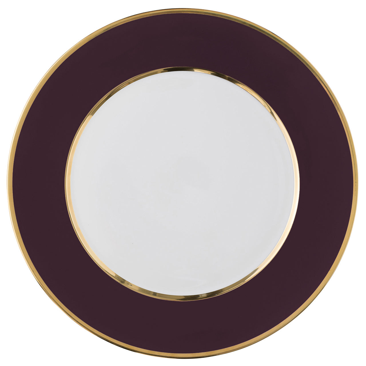 "Schubert" Charger in White & Narrow Gold Rim