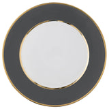 "Schubert" Charger in Slate Gray Matte & Narrow Gold Rim