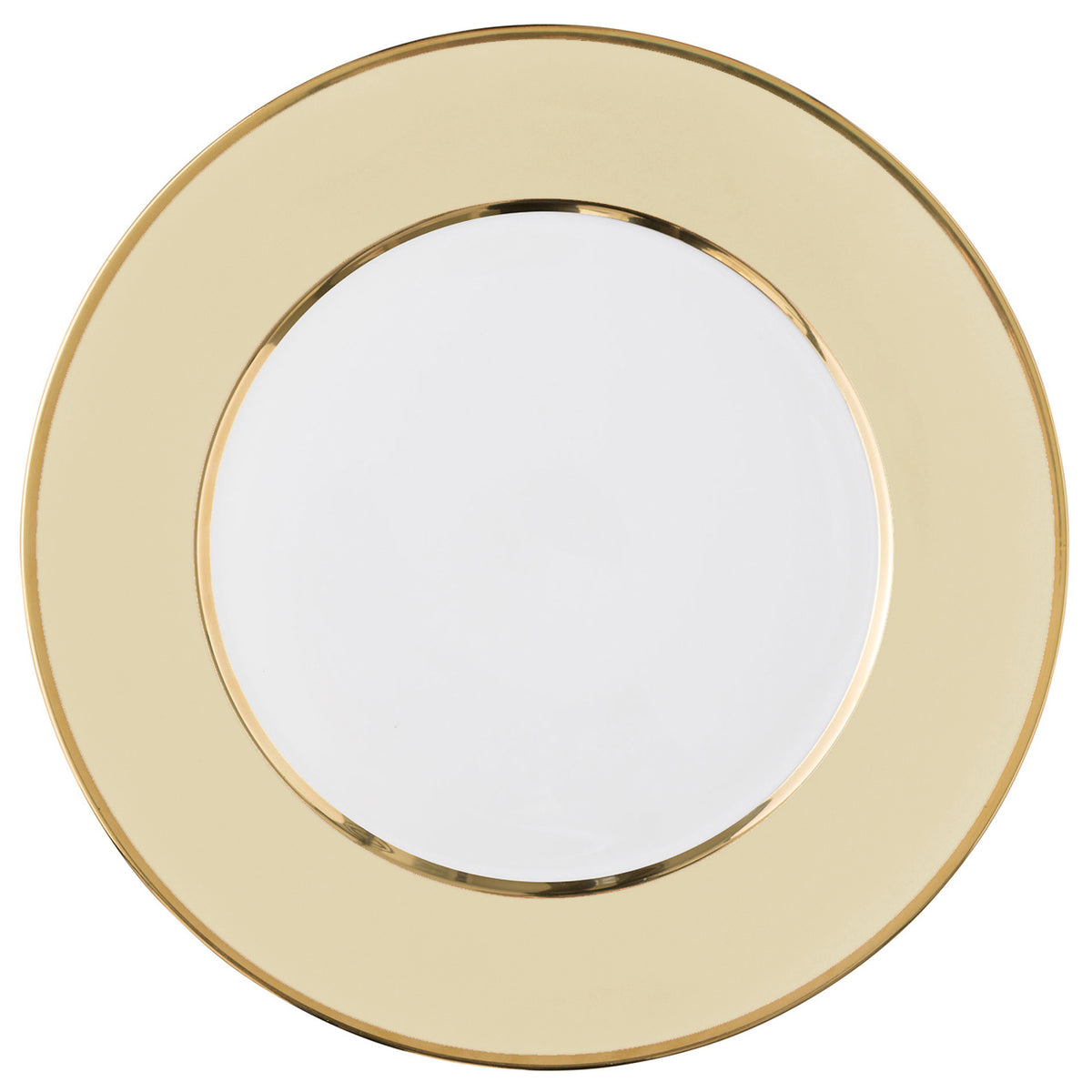 "Schubert" Charger in Light Green & Narrow Gold Rim
