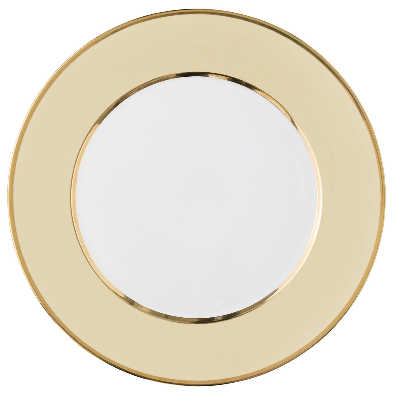 "Schubert" Charger in Yellow & Narrow Gold Rim