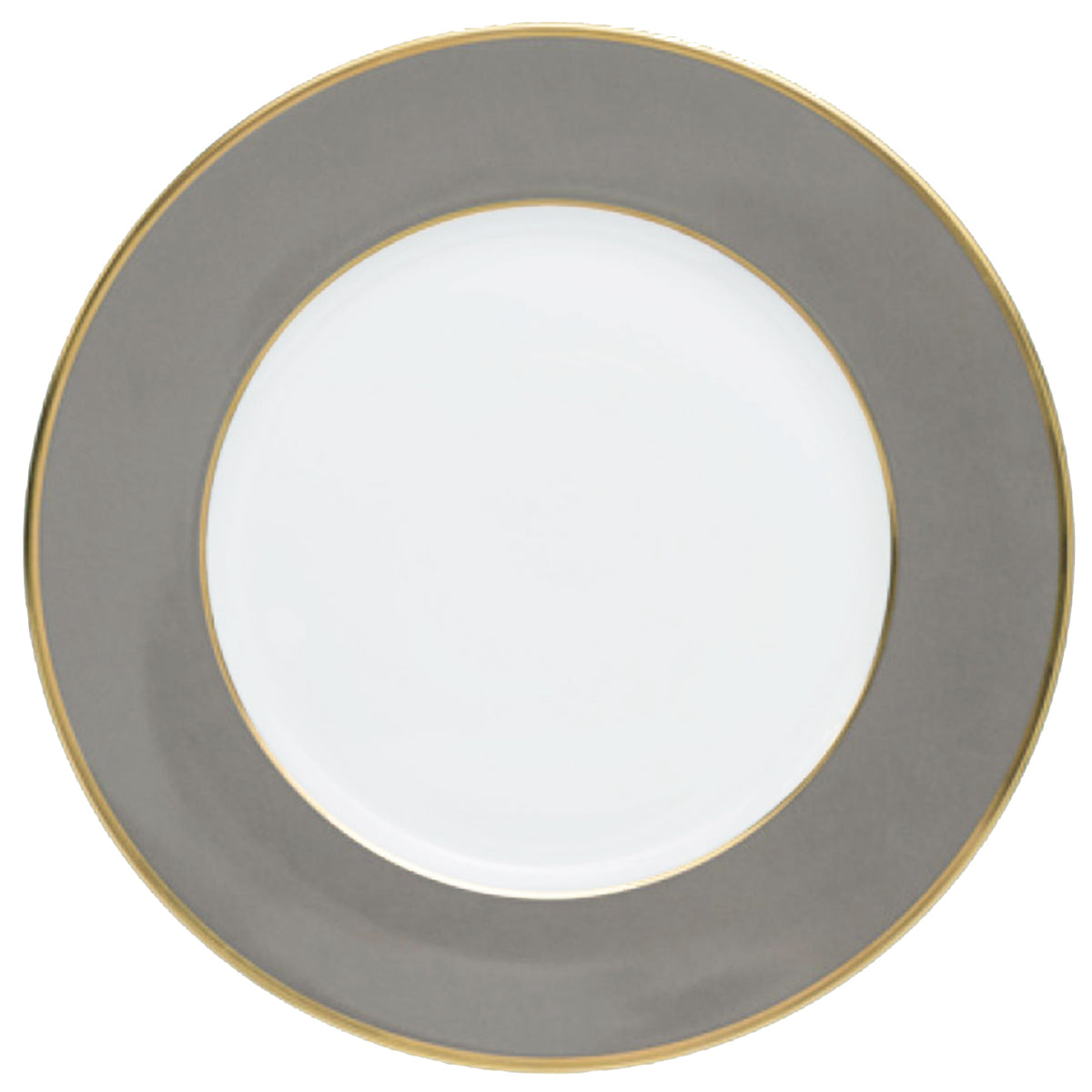 "Schubert" Charger in Slate Gray Matte & Narrow Gold Rim