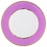 "Schubert" Charger in Pale Pink & Narrow Gold Rim