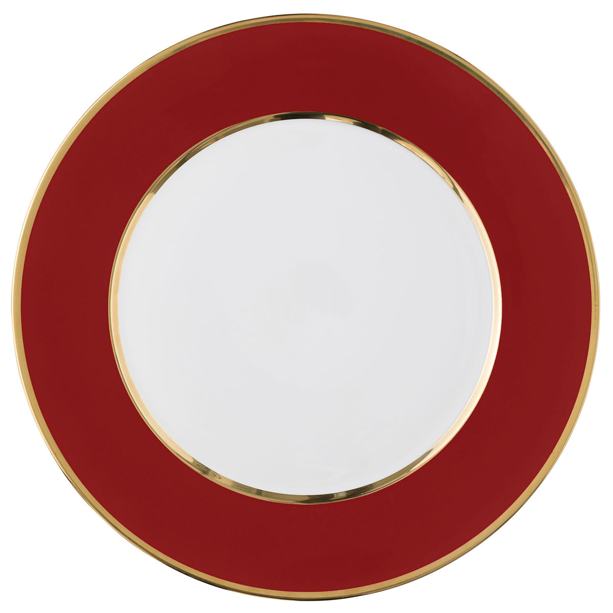 "Schubert" Charger in Light Green & Narrow Gold Rim