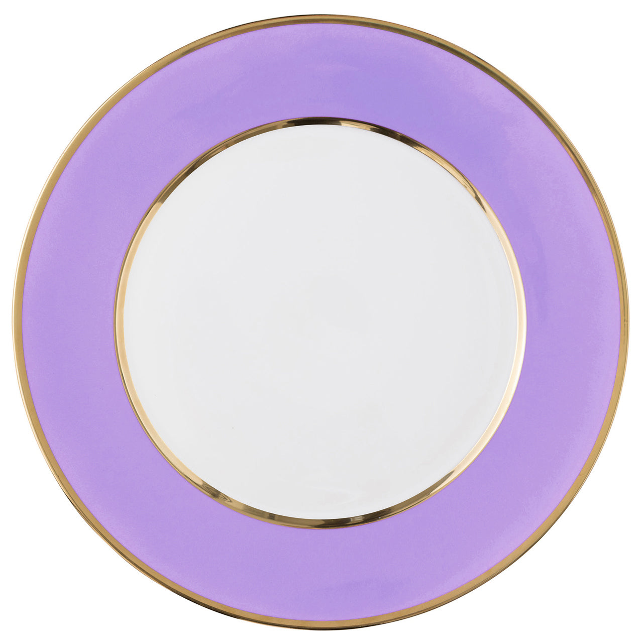 "Schubert" Charger in Light Green & Narrow Gold Rim