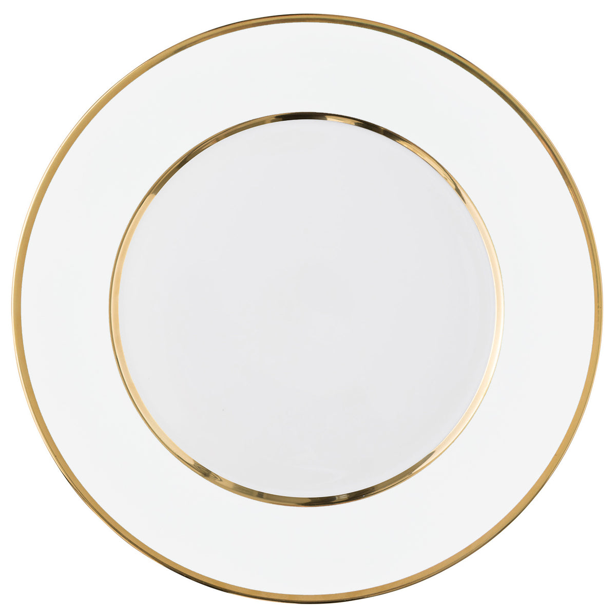 "Schubert" Charger in Pale Pink & Narrow Gold Rim