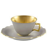 "Belvedere" Mocha / Espresso Cup & Saucer White & Gold