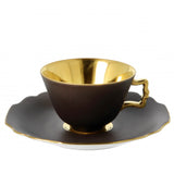 "Belvedere" Mocha / Espresso Cup with Saucer Charcoal & Gold