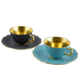 "Belvedere" Mocha / Espresso Cup with Saucer Green & Gold