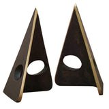 Pair of "Triangle" Bookends #4100 in Patinated Brass by Carl Auböck