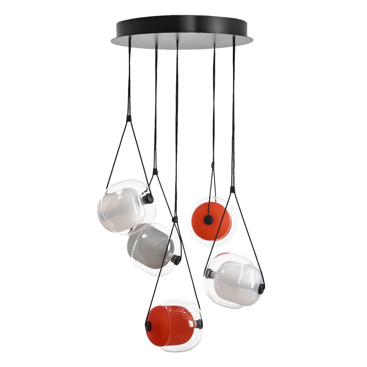 "Capsula" Metal Canopy Pendant Lamp Multi-Color Glass by Lucie Koldova