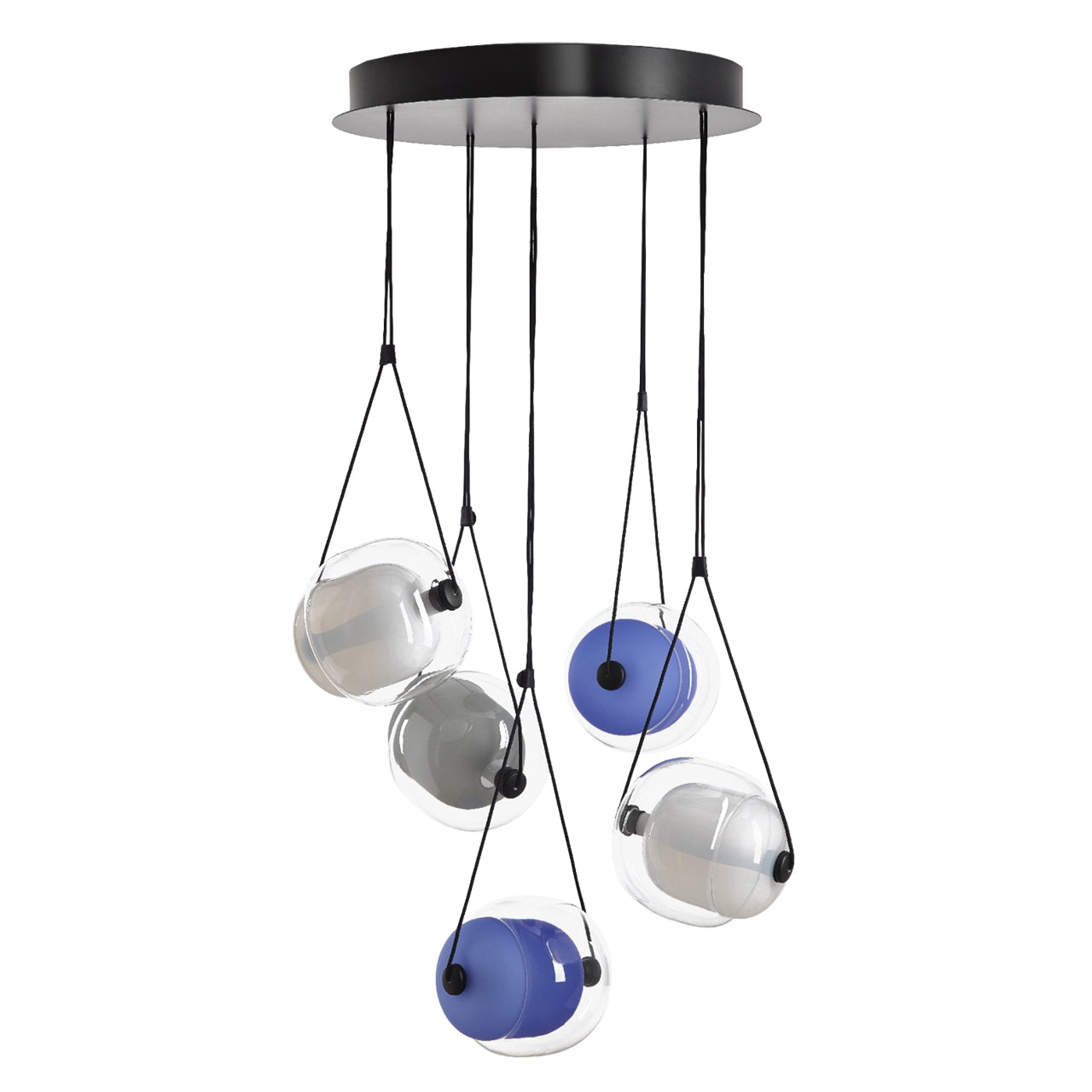 "Capsula" Metal Canopy Pendant Lamp Multi-Color Glass by Lucie Koldova