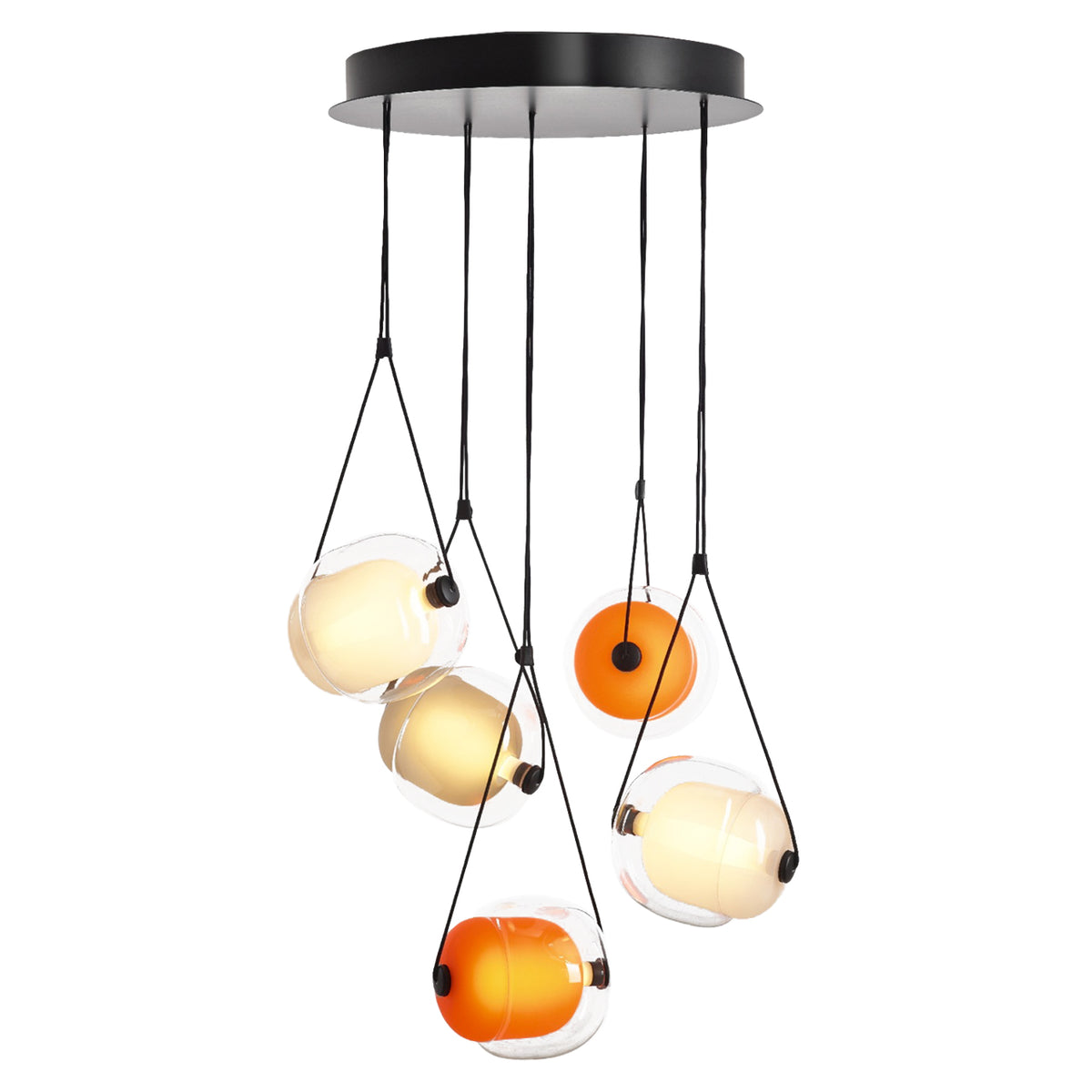 "Capsula" Metal Canopy Pendant Lamp Multi-Color Glass by Lucie Koldova