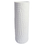 White Modernist Cylinder Bisque Vase with Crocodile Texture