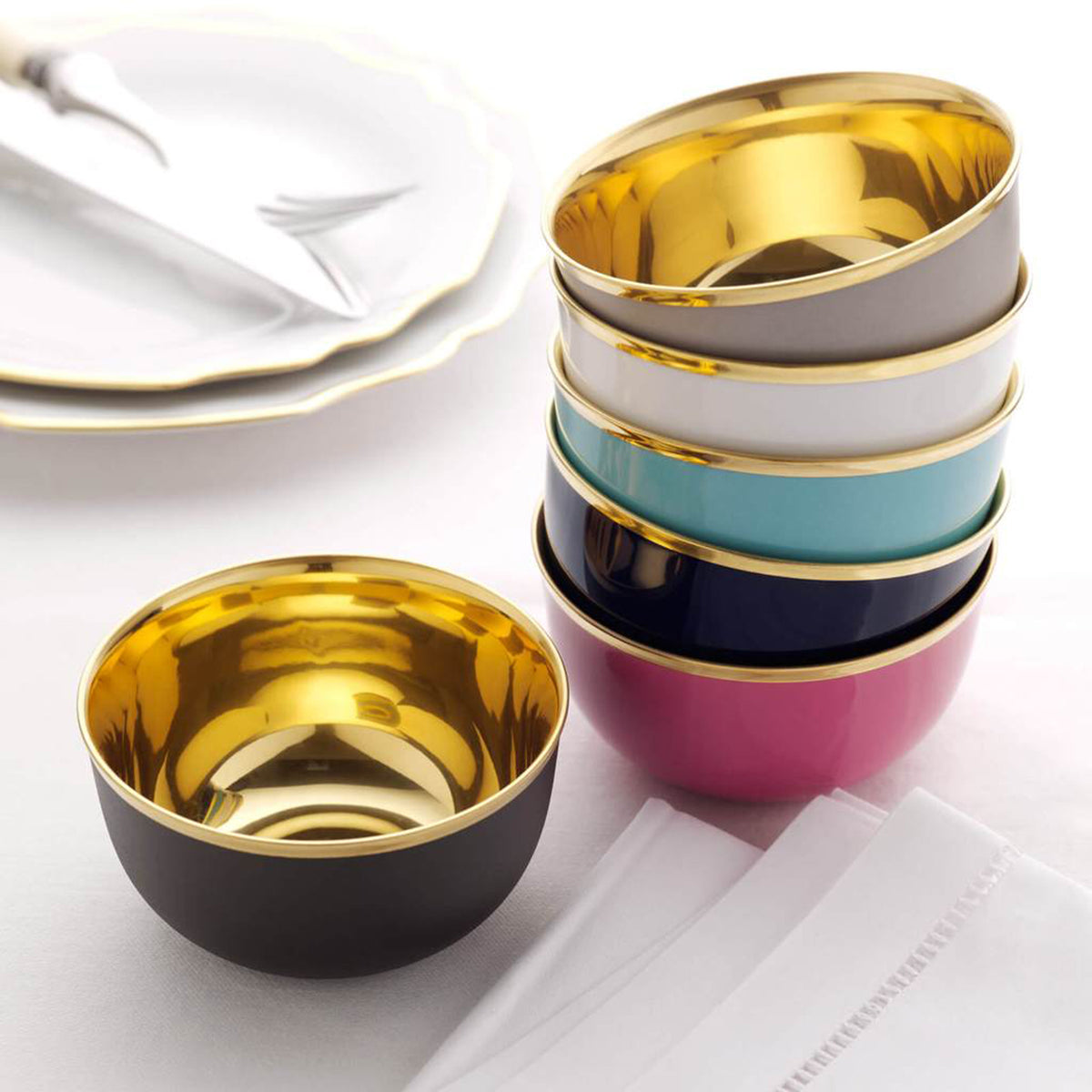 "Schubert" Champagne Bowl Mandarin & Gold by Augarten