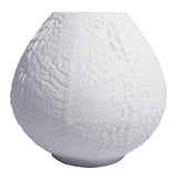 White Modernist Spherical Bisque Porcelain Vase with Crocodile Texture