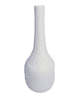 White Modernist Bisque Porcelain Vase with Crocodile Texture