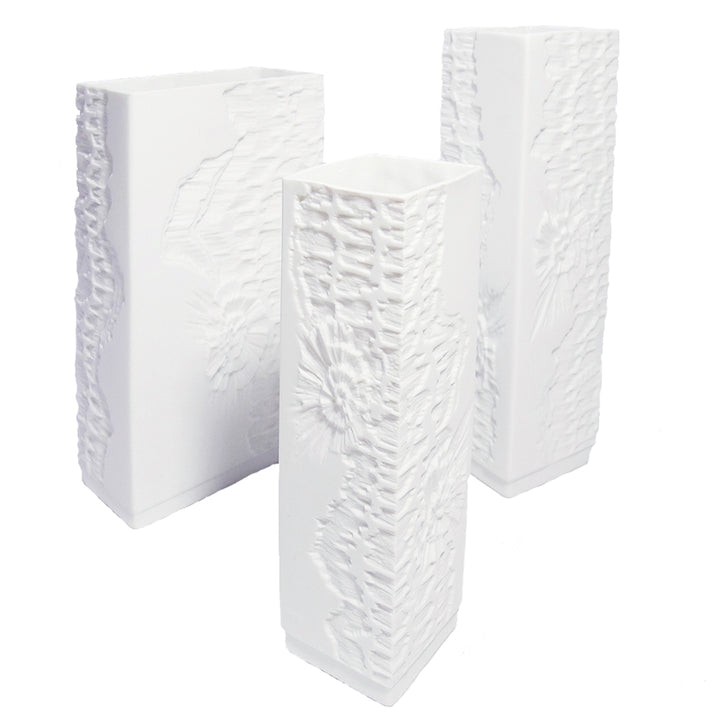 Set of White Modernist Bisque Vases by Manfred Frey
