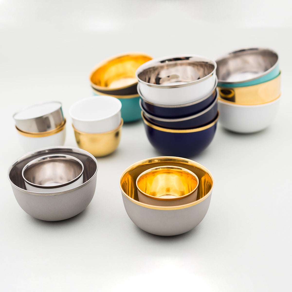 "Schubert" Champagne Bowl Forest Green Matte & Gold by Augarten