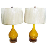 Pair of Mid-century Drip Glaze Lamps