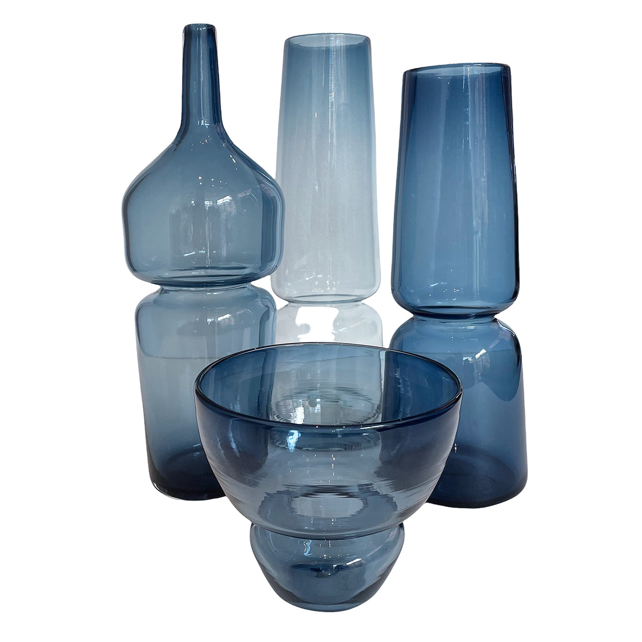 "Groove" Pod Medium Vase in steel blue by Furthur Design