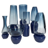 Medium "Groove Teardrop" Vase in Steel blue & Midnight Blue Opal by Furthur Design