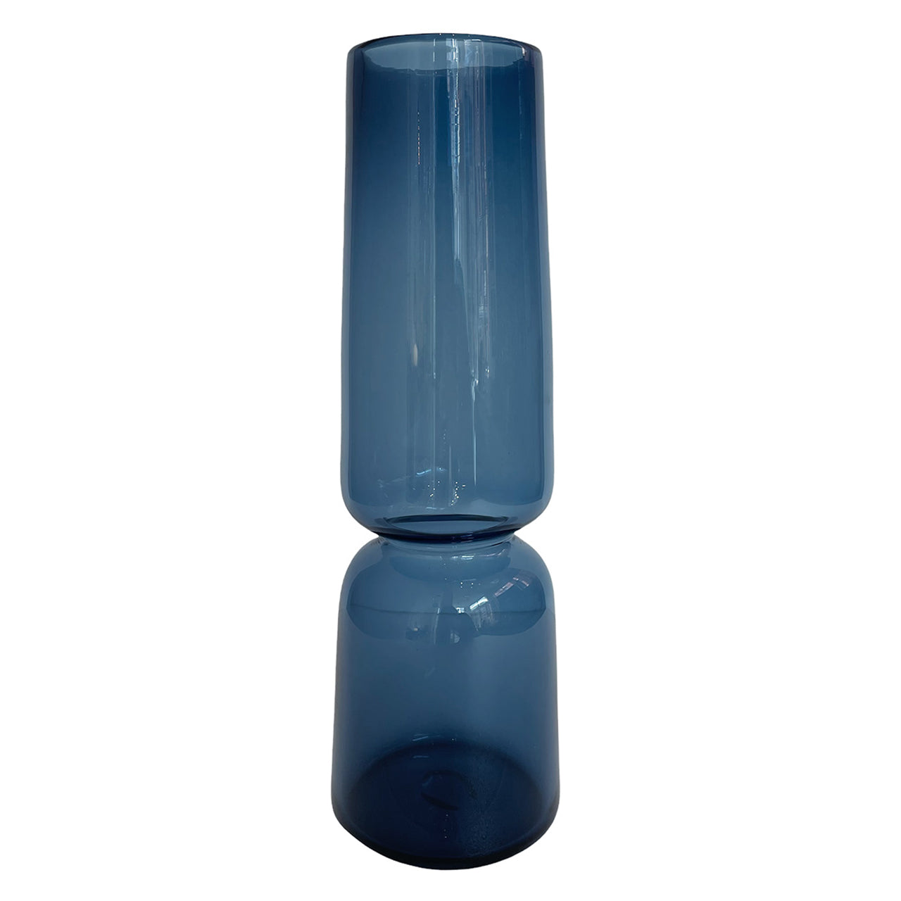 "Groove" Tapered Cylinder Large Vase in dark steel blue by Furthur Design