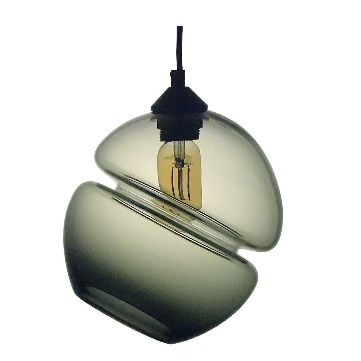 "Groove Orb Tilt" Amber Pendant Light by Furthur Design