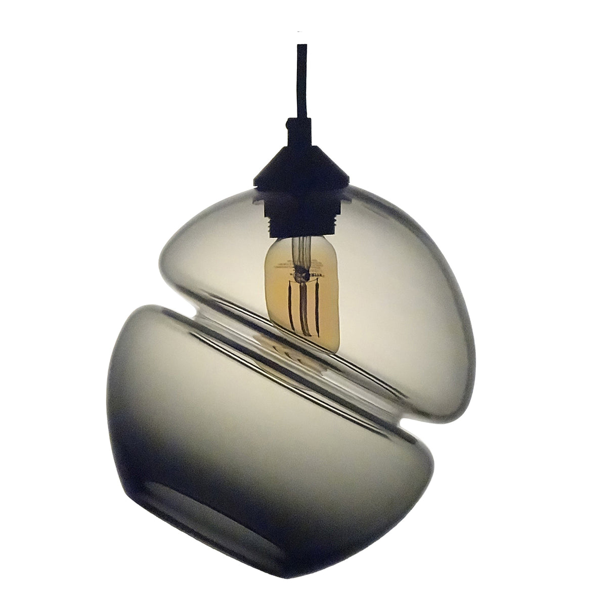 "Groove Orb Tilt" Amber Pendant Light by Furthur Design