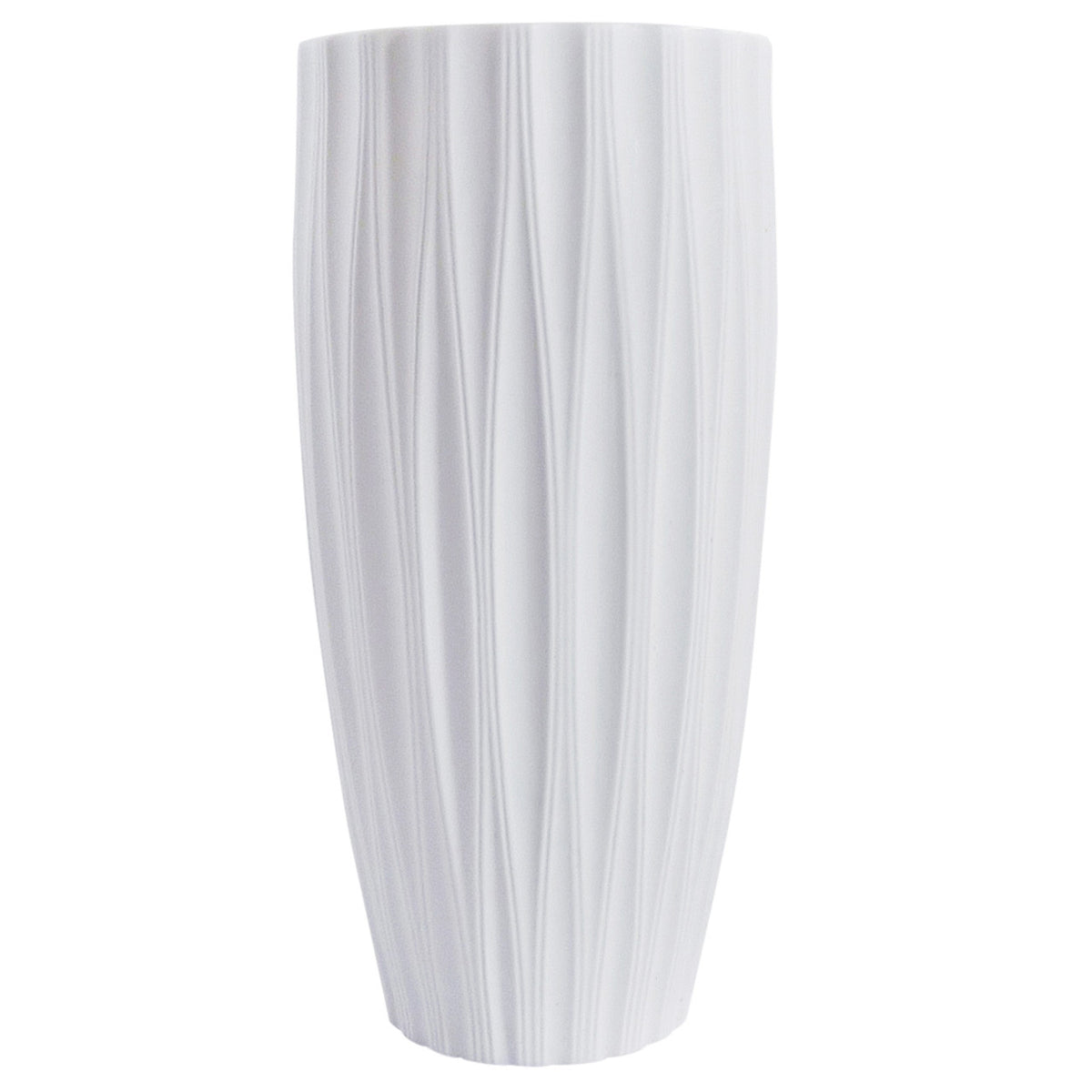 XL Modernist Fluted White Bisque Vase
