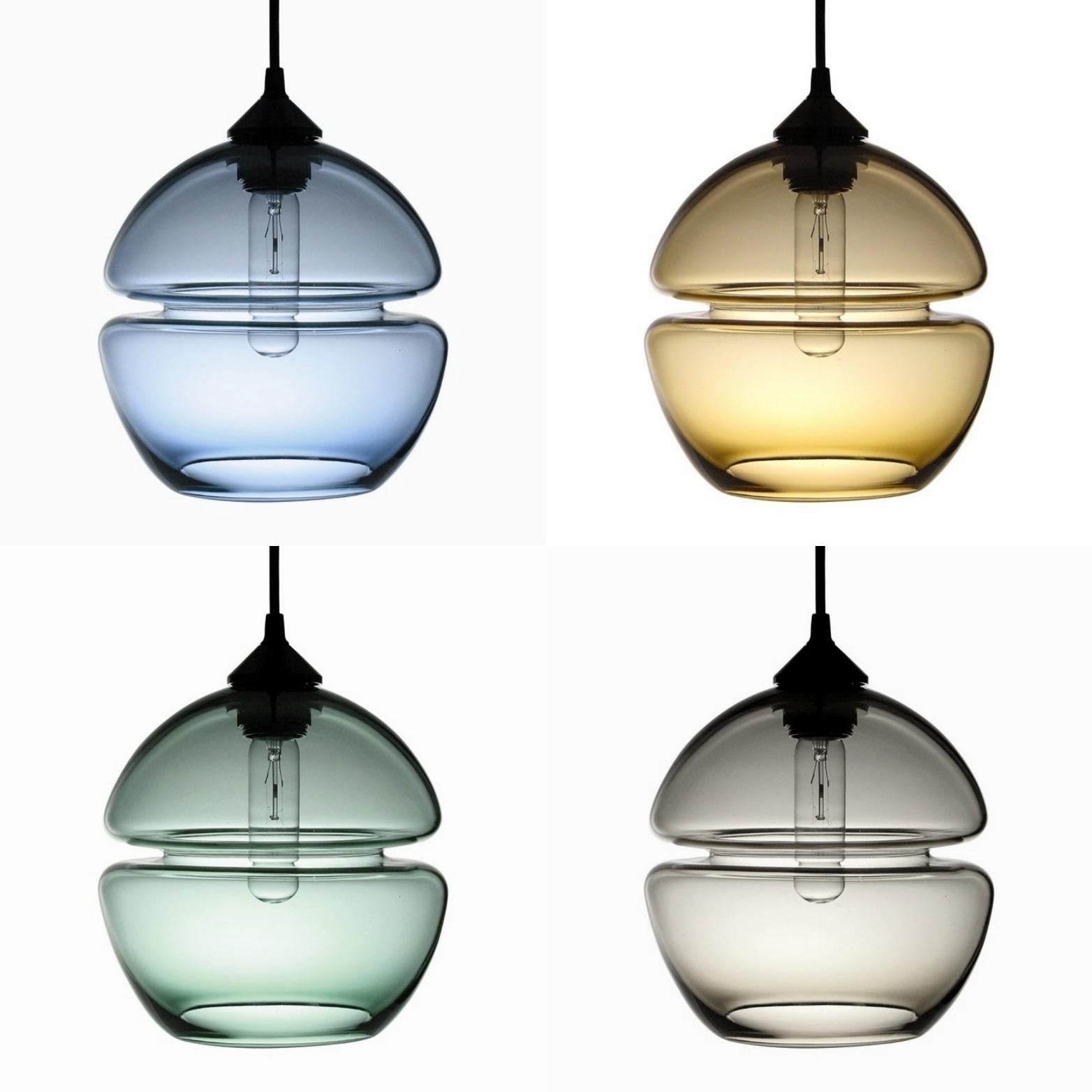 "Groove Orb" Blue Pendant Light by Furthur Design