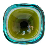 Green & Turquoise Murano Geode Glass Bowl