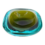 Green & Turquoise Murano Geode Glass Bowl