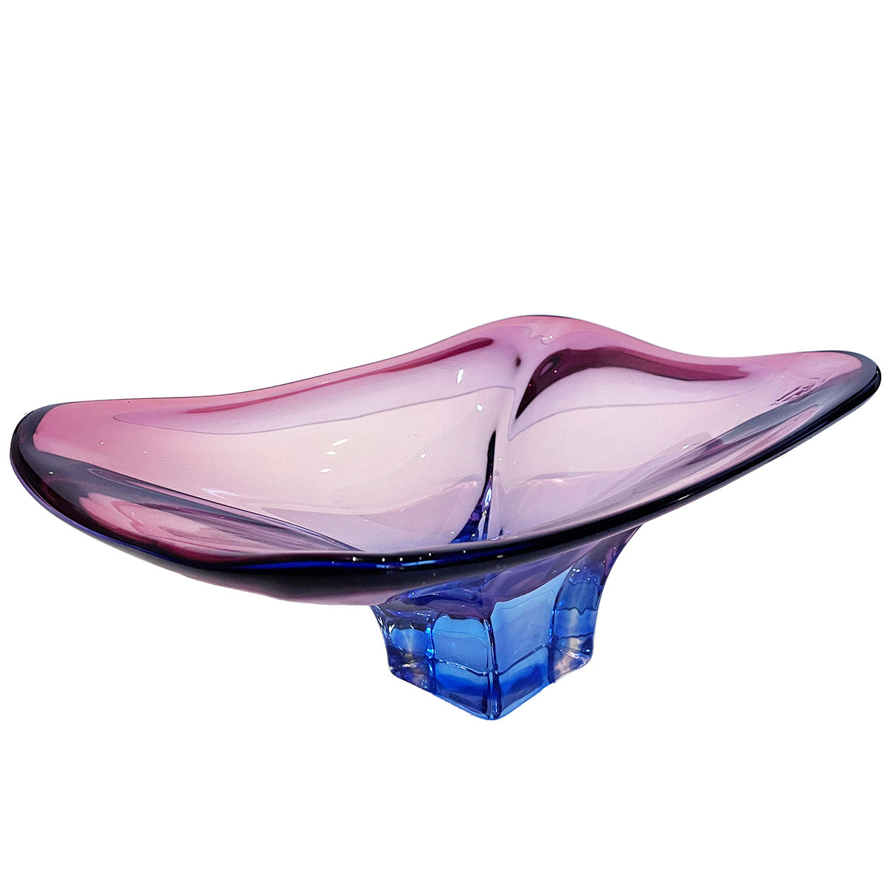 Large Oblong Sommerso Murano Glass Bowl