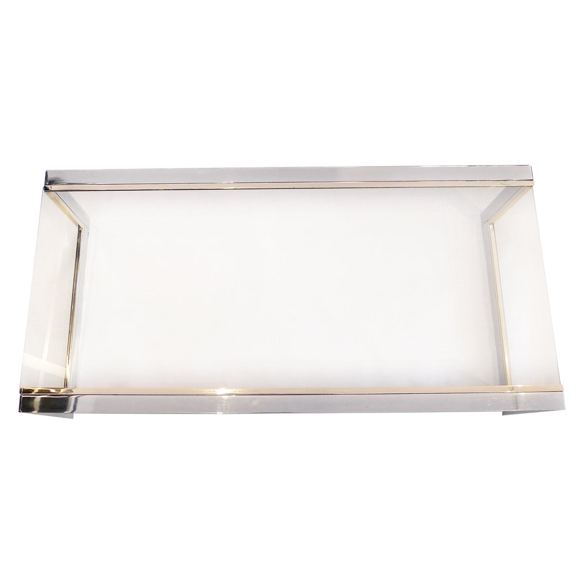 French Modernist Glass, Brass & Chrome Coffee Table