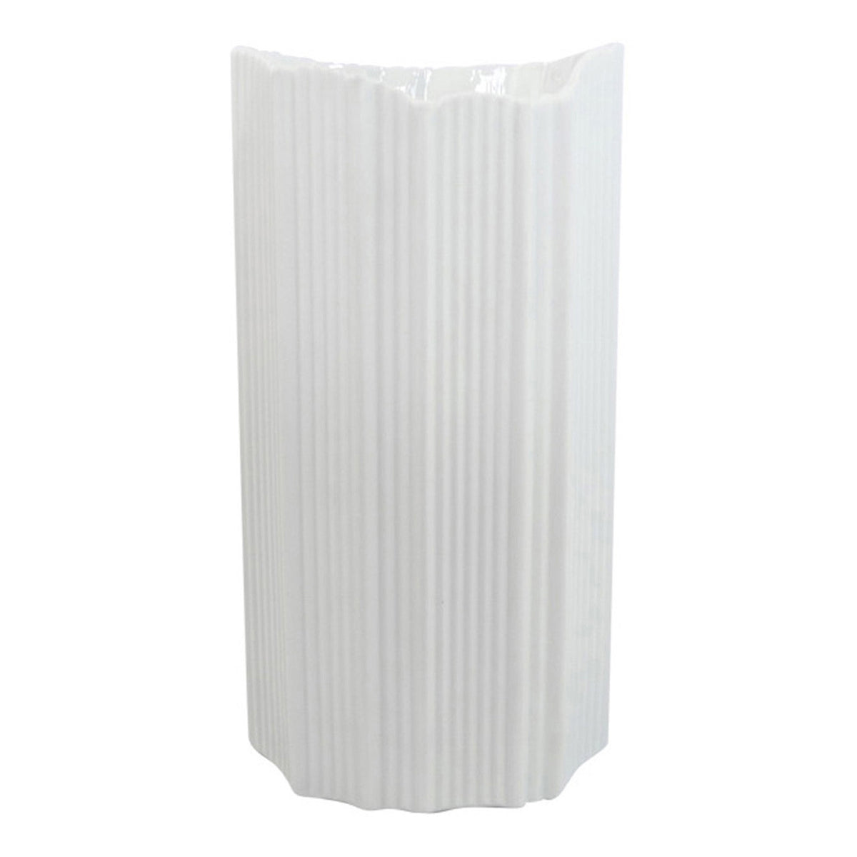 XL Modernist White Ribbed Bisque Vase by Manfred Frey