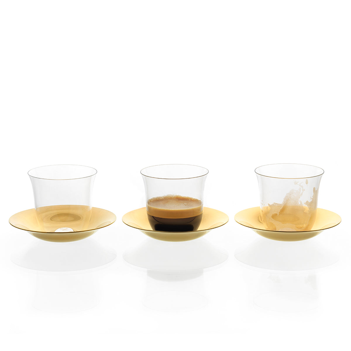 "Lily" Crystal Mocca/Espresso Cup with Gilded Brass Saucer by KIM+ HEEP