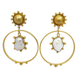 "Rock Candy" Single Pearl Hoop Earrings by Michelle Nussbaumer