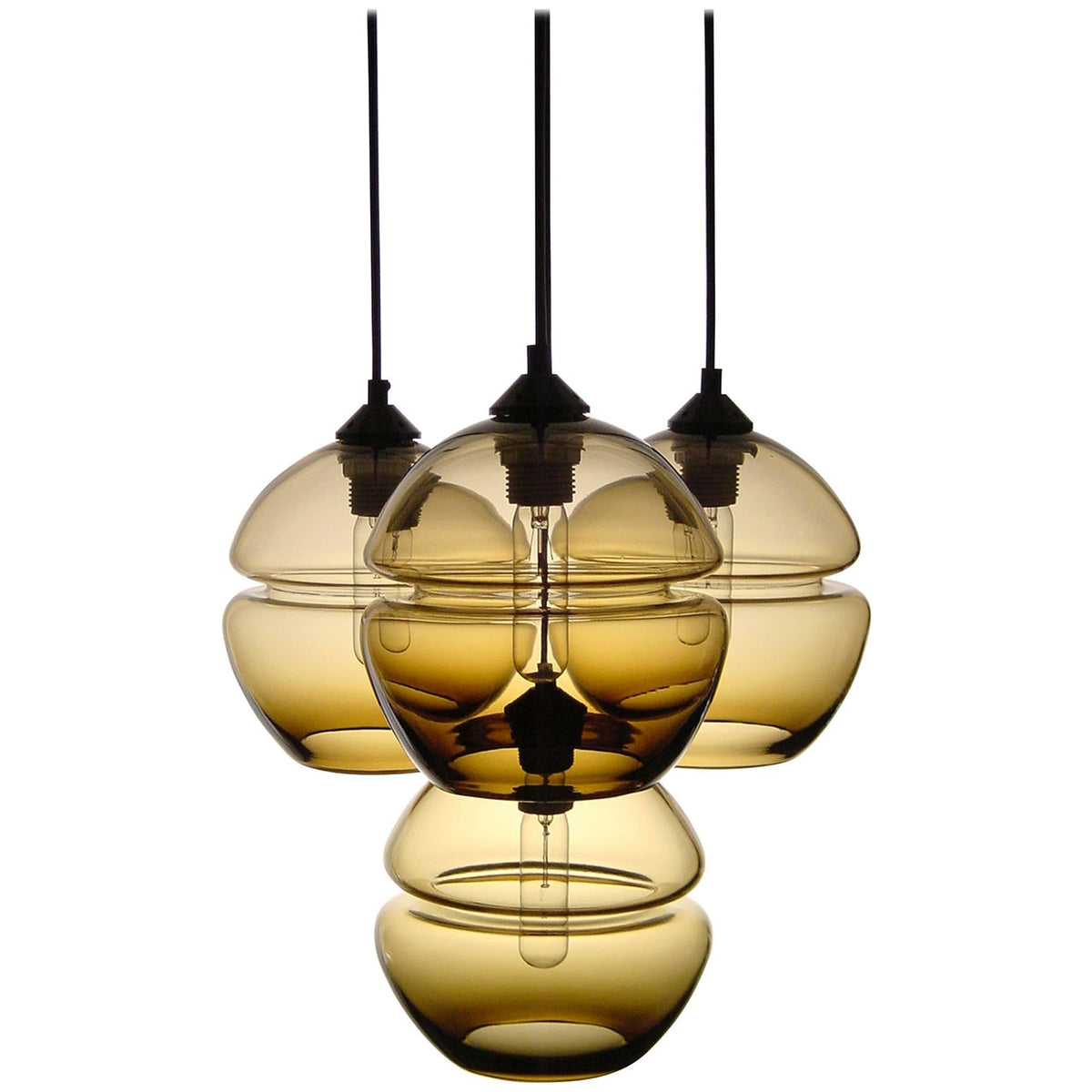 "Groove Orb Molecule" Amber Chandelier by Furthur Design