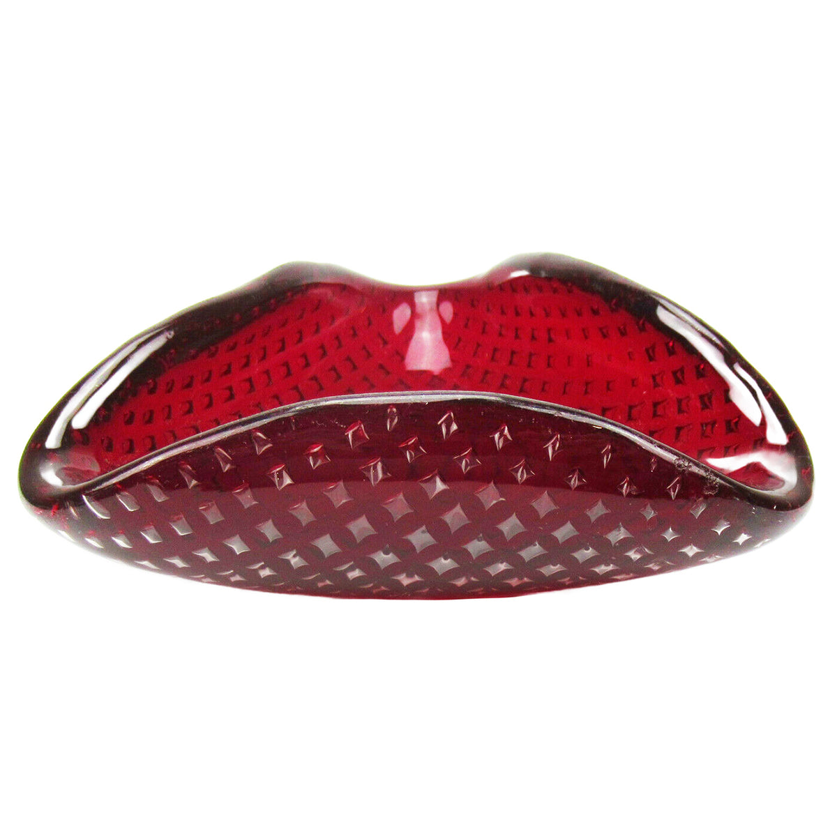 Burgundy Modernist Murano Glass Bowl by Carlo Scarpa