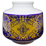 Modernist Round Vase with Cobalt Blue & Gold Brutalist Design